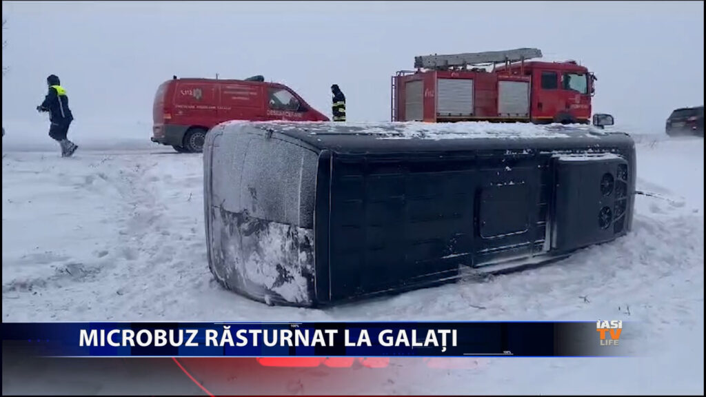 Microbuz răsturnat în Galați