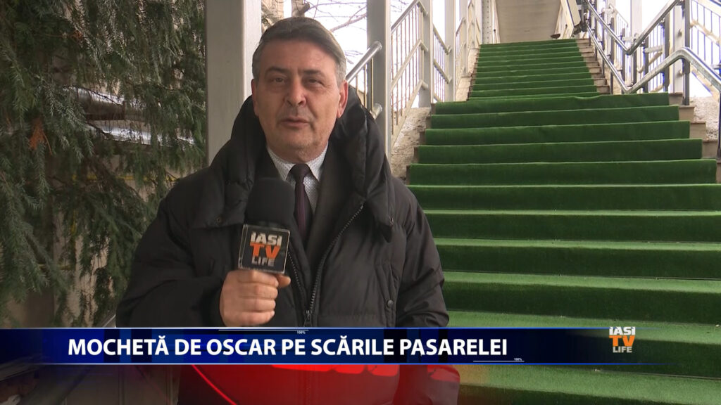 Mochetă de Oscar pe scările pasarelei