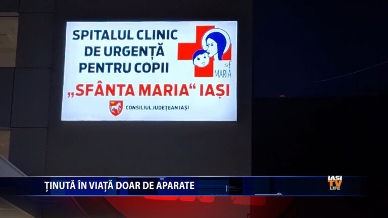 Ținută în viață doar de aparate