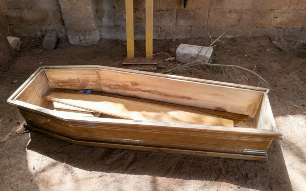 Un sicriu a apărut brusc pe marginea drumului, într-o comună din Iași. Descoperirea șocantă făcută de localnici