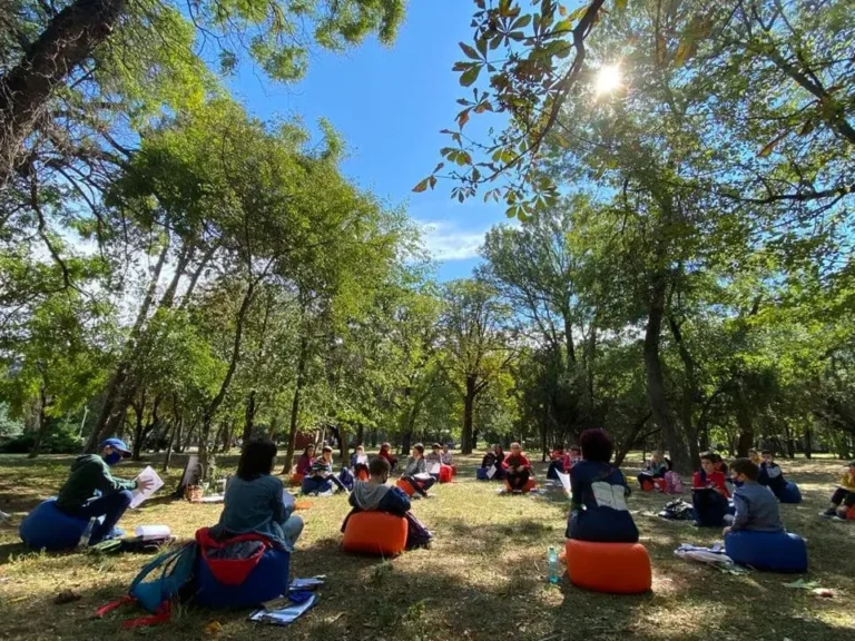Un tânăr în vârstă de 23 de ani oferă meditații elevilor la matematică, gratuit, în aer liber.