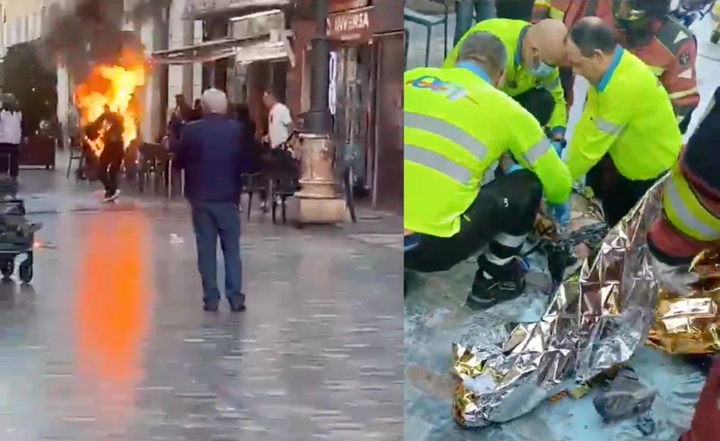 VIDEO ȘOCANT: Un bărbat își pierde viața după ce își dă foc în plină stradă