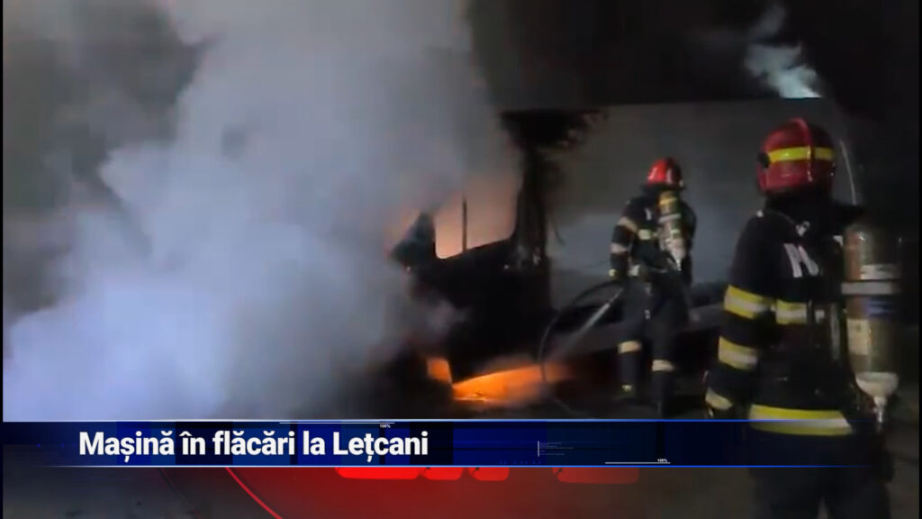 Mașină în flăcări la Letcani