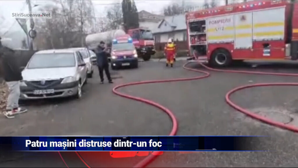 Patru mașini distruse dintr-un foc