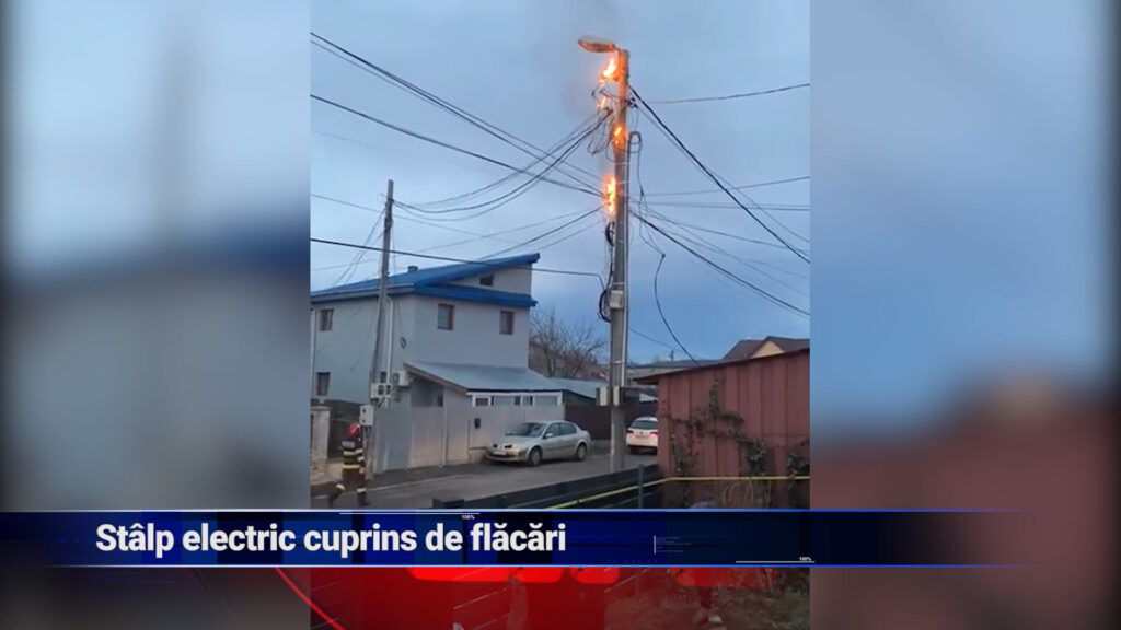 Stâlp electric cuprins de flăcări