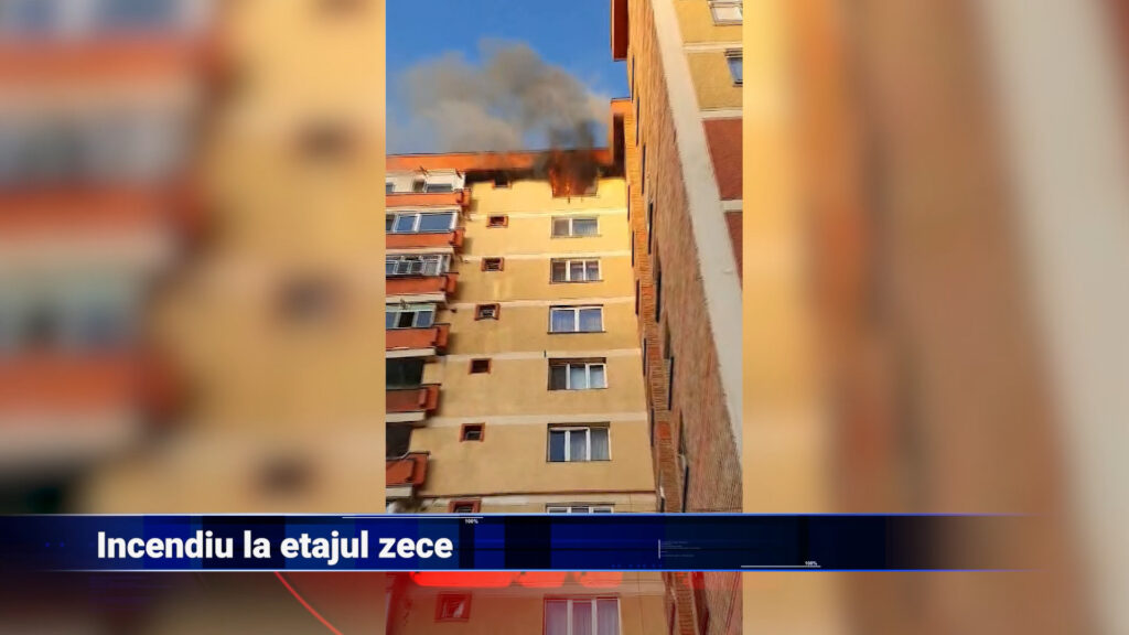 Incendiu la etajul zece