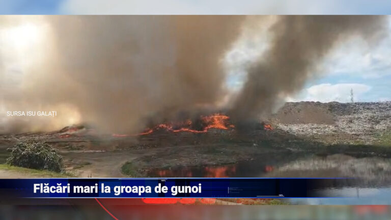 Flăcări mari la groapa de gunoi
