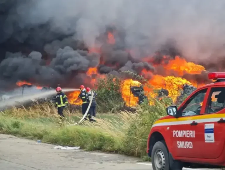 Incendiu de amploare pe autostrada București-Pitești