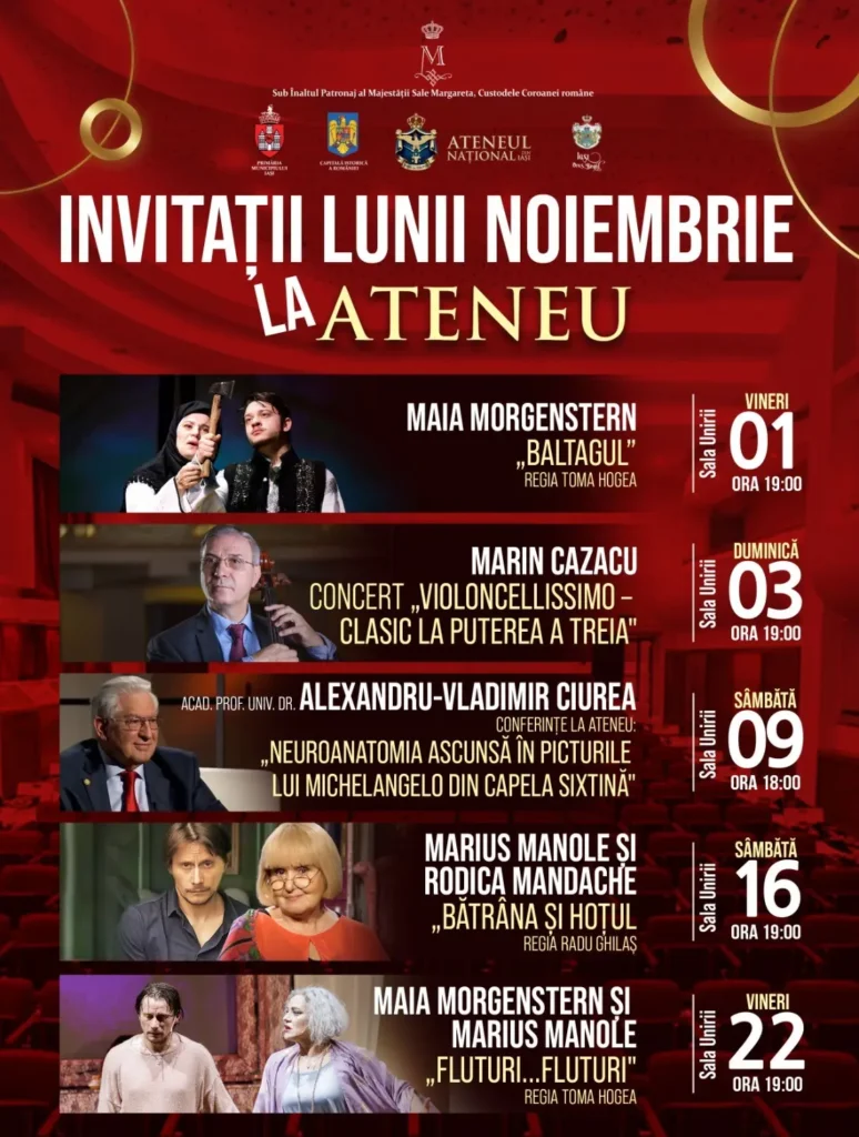 Ateneul Național din Iași pregătește un program diversificat și pătrunzător pentru luna lui brumar