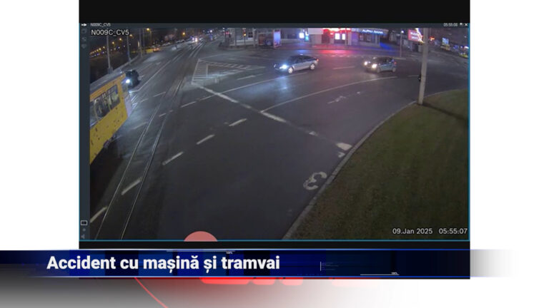 Accident cu mașină și tramvai