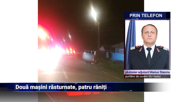 Două mașini răsturnate, patru răniți