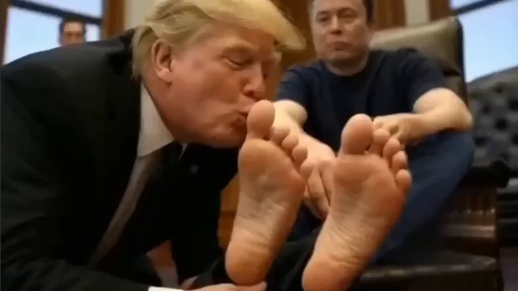 Videoclip AI cu Trump sărutându-i picioarele lui Musk, proiectat pe ecranele unui minister american