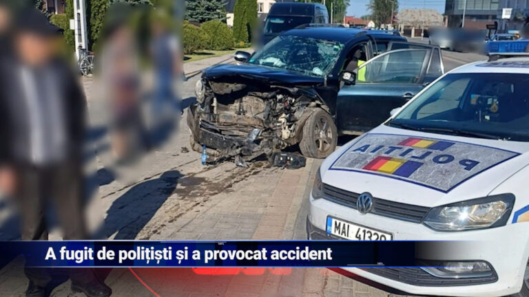 A fugit de polițiști și a provocat accident