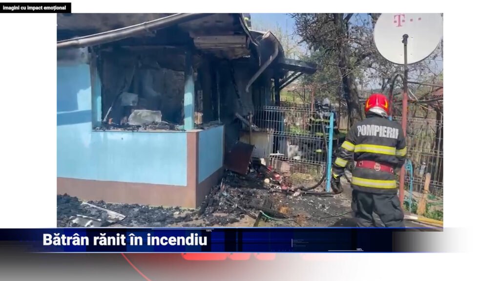 Bătrân rănit în incendiu