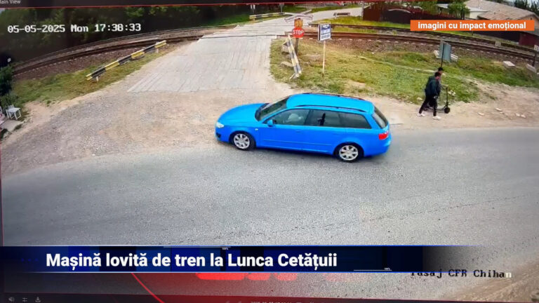 Mașină lovită de tren la Lunca Cetățuii