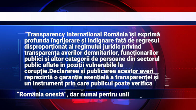 „România onestă”, dar numai pentru unii