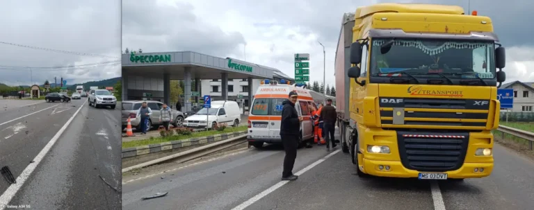 Victime într-un accident la intrarea în Gura Humorului. O mașină înmatriculată în Iași, implicată