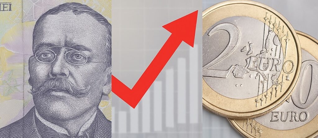 Leul se întărește în raportul cu euro pentru a doua zi consecutiv