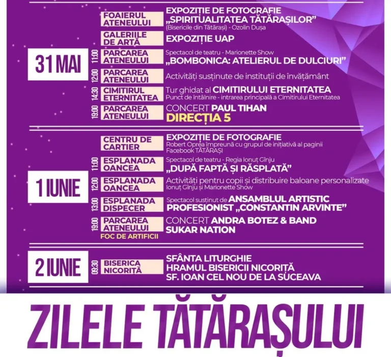 Ateneul Național Iași găzduiește a V-a ediție a Zilelor Tătărașului: Direcția 5 și multe alte surprize