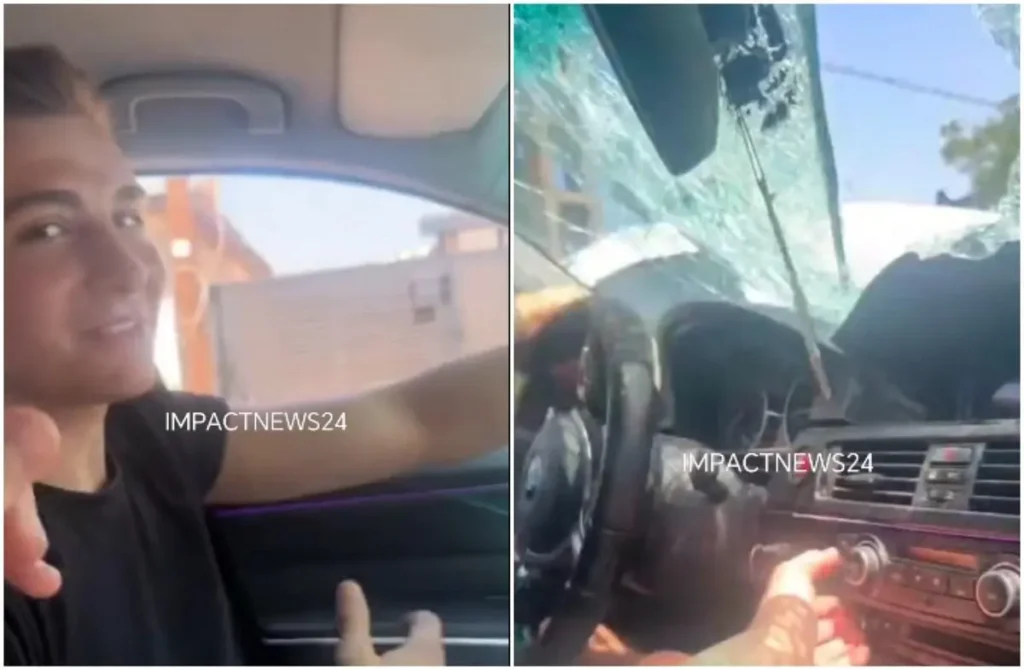 VIDEO. Elev al școlii de poliție, în mijlocul unui scandal: Filmat cântând manele la volan, după ce ar fi lovit un pieton și a distrus parbrizul