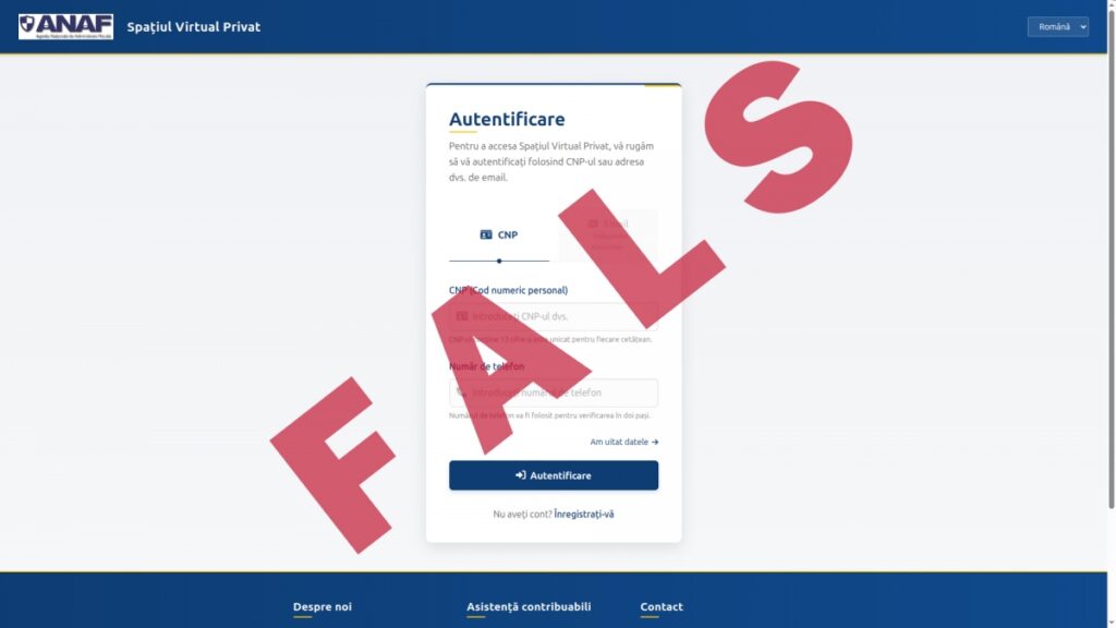 Atenție, români! Un site fals pretinde că e ANAF