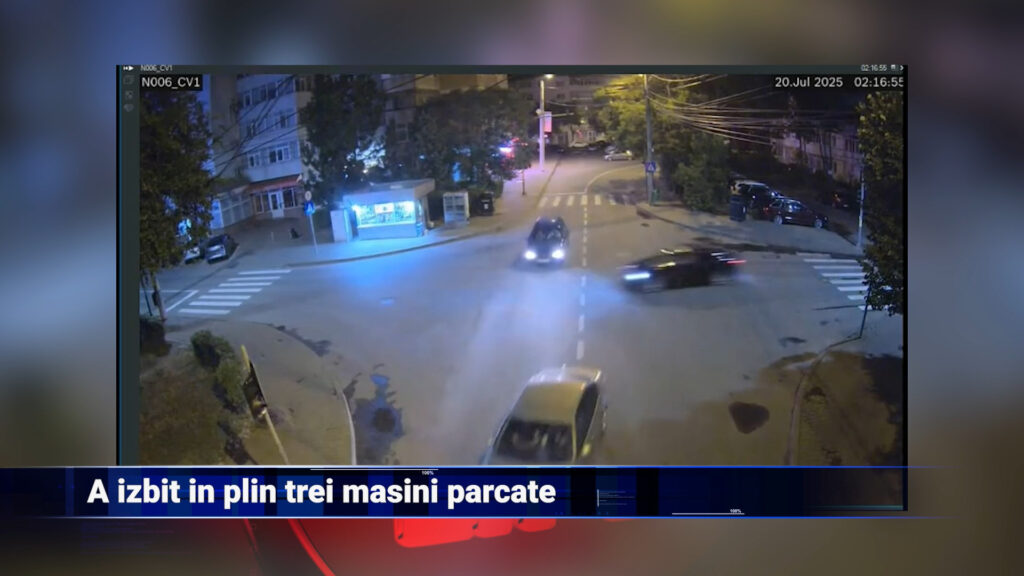 A izbit în plin trei mașini parcate