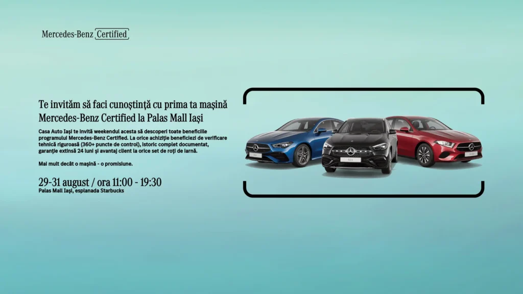 Sesiune premium de Test Drive cu Mercedes-Benz Certified la Palas Mall weekend-ul acesta!