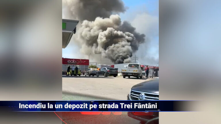 Incendiu la un depozit pe strada Trei Fântâni
