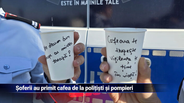 Șoferii au primit cafea de la polițiști și pompieri