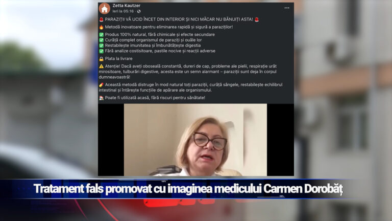 Tratament fals promovat cu imaginea medicului Carmen Dorobaț