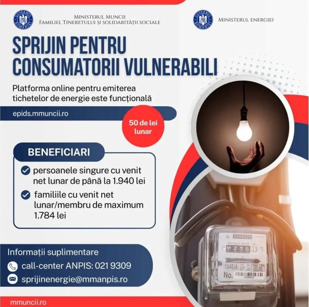 Sprijin pentru consumatorii casnici de energie electrică