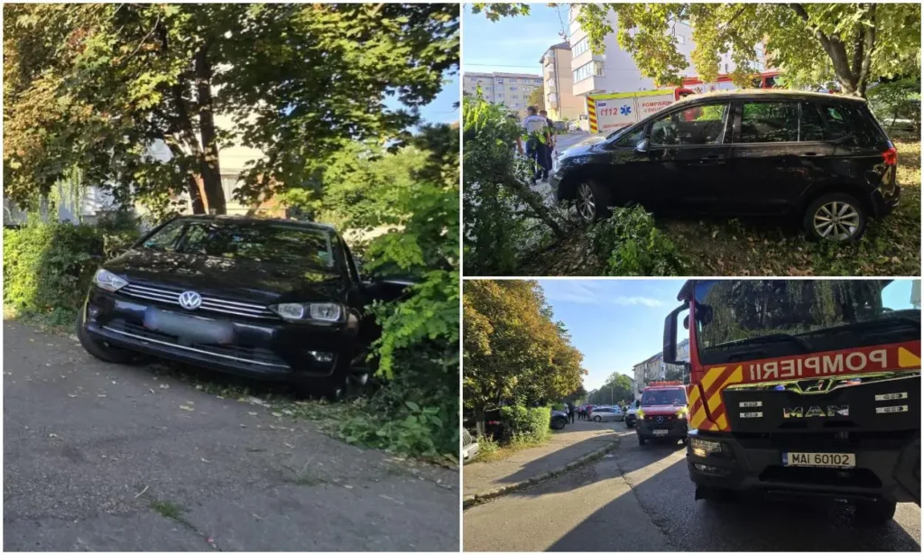 O mașină a lovit o familie, mamă și doi copii, pe trotuarul din Suceava, în drum spre școală