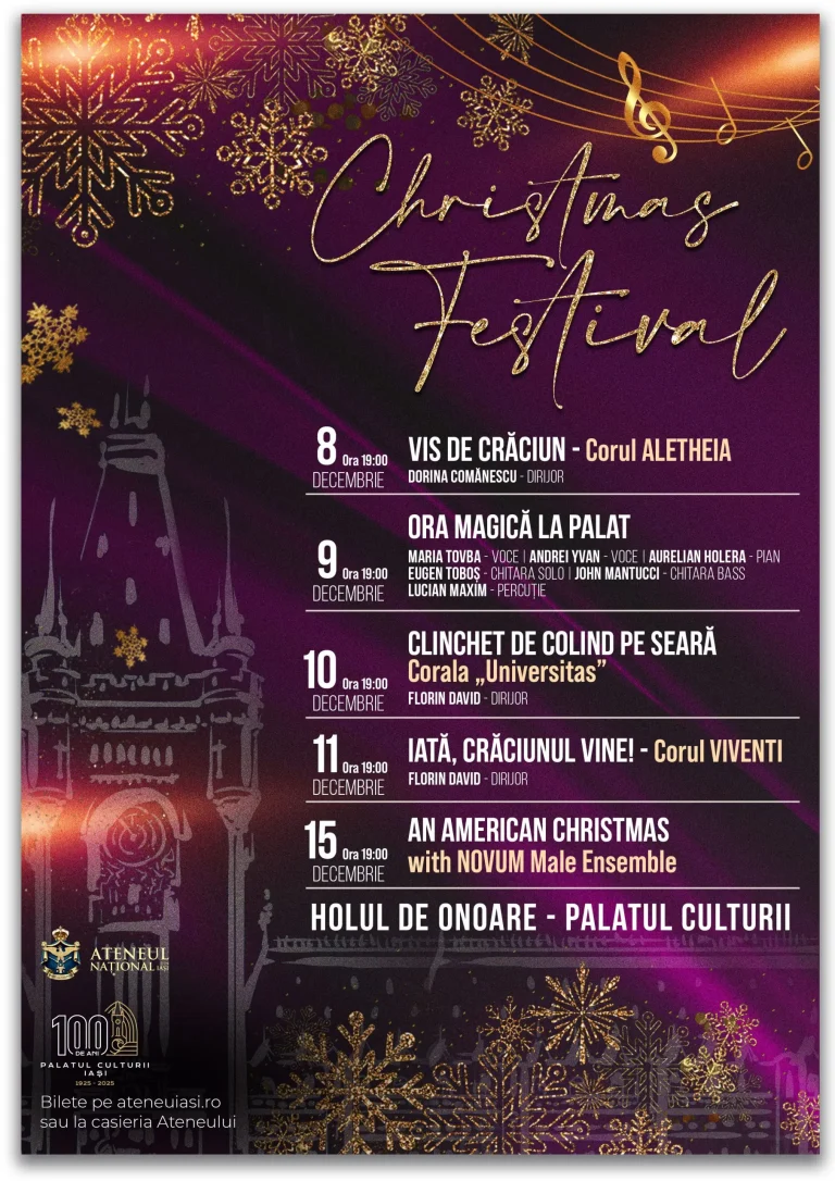 Concerte dedicate sărbătorilor de iarnă la Palatul Culturii