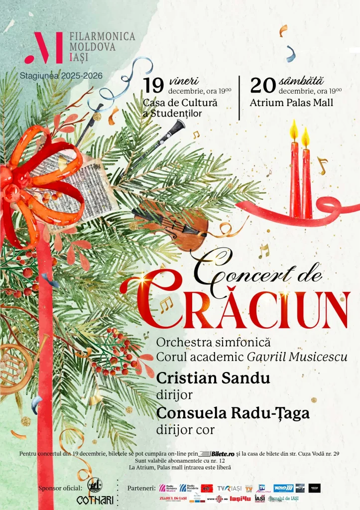 Trei zile de muzică de excepție la Iași: Filarmonica „Moldova” pregătește concerte de cameră și spectacole vocal-simfonice de Crăciun