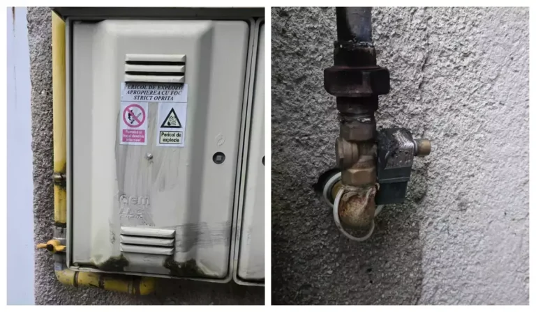 Conductă de gaz cuprinsă de flăcări pe o clădire din Piatra-Neamț. Au intervenit pompierii