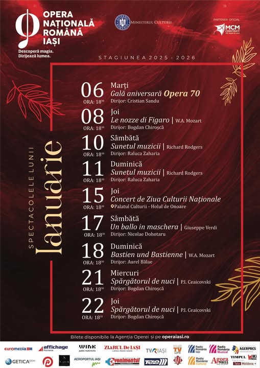 Care vor fi primele spectacole din 2026 la Opera Iași?