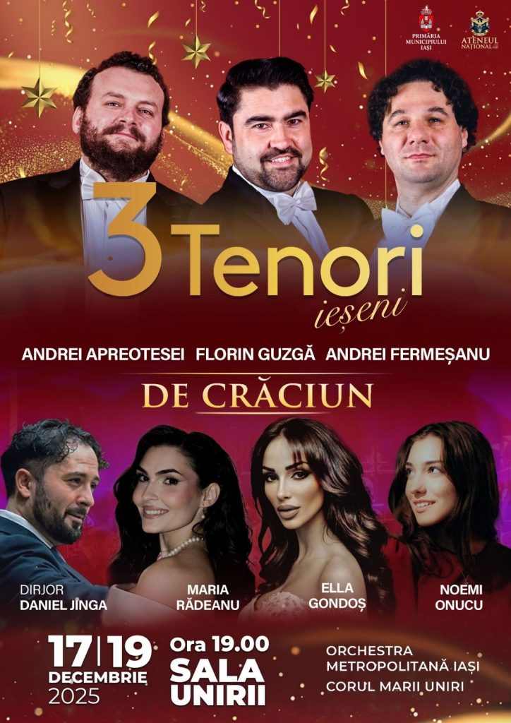 3 Tenori ieșeni, în concert de sărbători la Sala Unirii