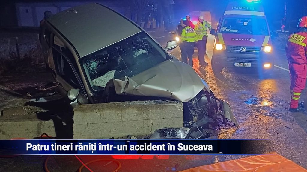 Patru tineri răniţi într-un accident în Suceava