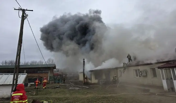 Fost adăpost zootehnic transformat în locuințe, cuprins de flăcări în Popricani