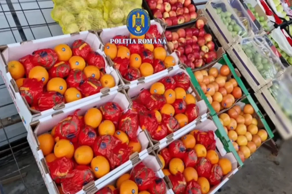 Poliția a pus sub sigiliu tone de portocale cu pesticide