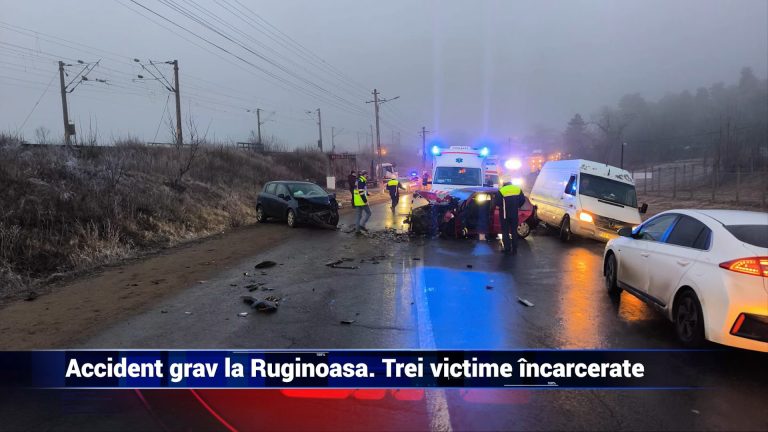 Accident grav la Ruginoasa. Trei victime încarcerate