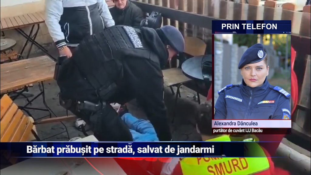 Bărbat prăbuşit pe stradă salvat de jandarmi