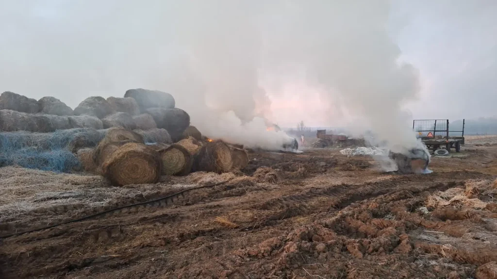 Misiune de stingere în comuna Mogoșești-Siret: Forțe impresionante mobilizate pentru un incendiu de furaje