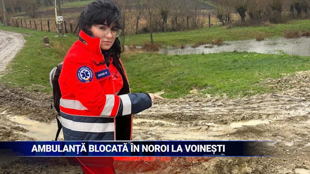 AMBULANŢA BLOCATĂ ÎN NOROI LA VOINEŞTI