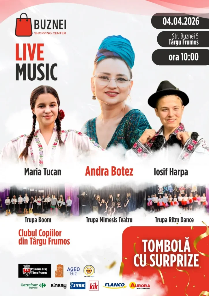 Spectacol de excepție la Târgu Frumos: Andra Botez & Band și artiști locali, într-un concert eveniment sâmbătă dimineață