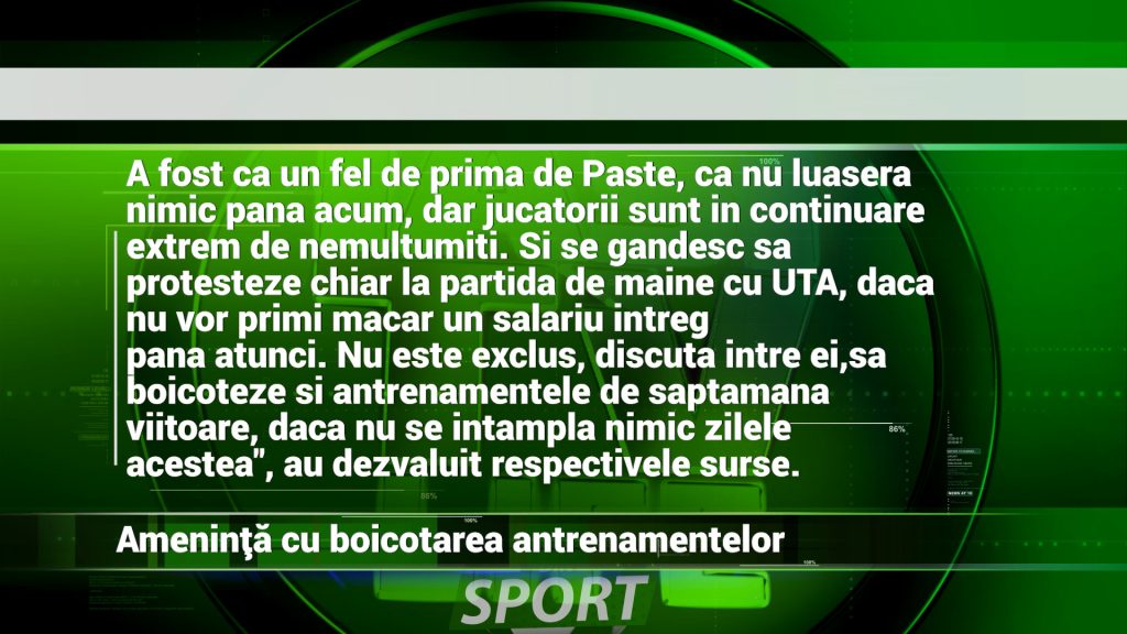 AMENINŢĂ CU BOICOTAREA ANTRENAMENTELOR