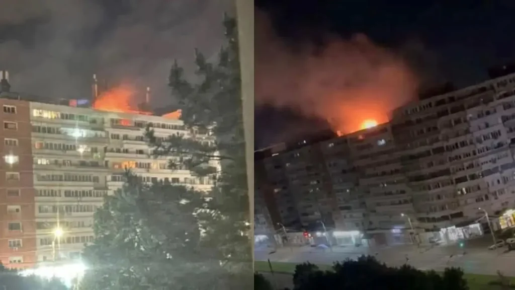 Primele imagini cu resturile dronei prăbușite pe un bloc din Galați. Două persoane au fost rănite în urma exploziei