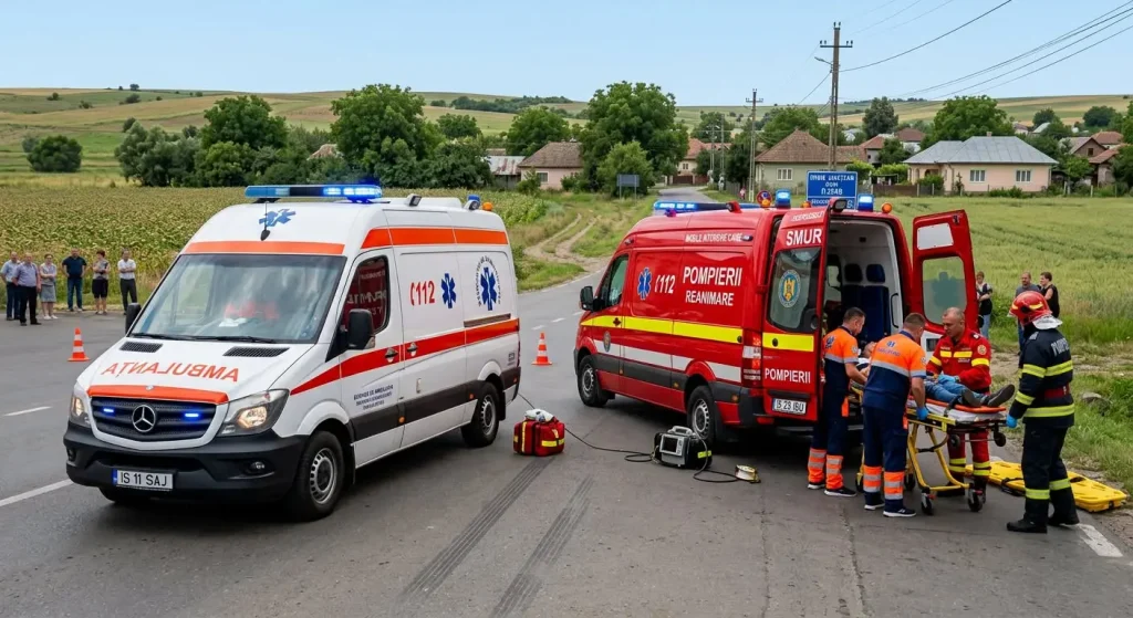 Impact între un autoturism și un triciclu la Tătăruși. Patru persoane, inclusiv un copil, au fost spitalizate